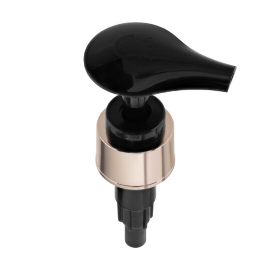 Lotion Pump – Screw Lock Down / 24/410 / Wide / Smooth / UV Metalising / Rose Gold / Black / 230DT