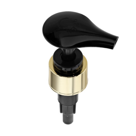Lotion Pump – Screw Lock Down / 24/410 / Wide / Smooth / UV Metalising / Gold / Black / 230DT