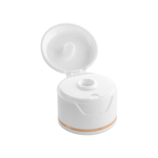 Flip Top Cap – 28/410 / White / Hot Foil Banding / Rose Gold