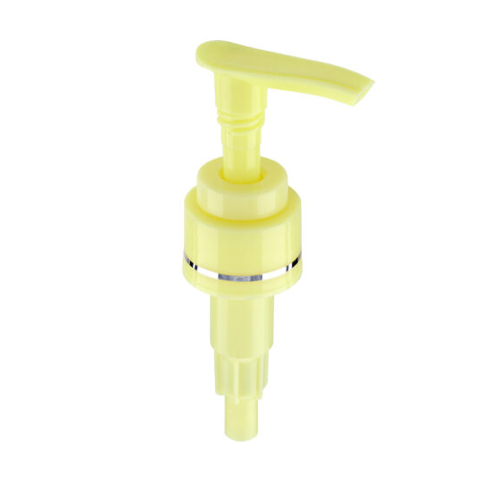 Lotion Pump – Screw Lock Down / 24/410 / Slim / Smooth / Pastel Ivory / Hot Foil Banding / Silver / 230DT