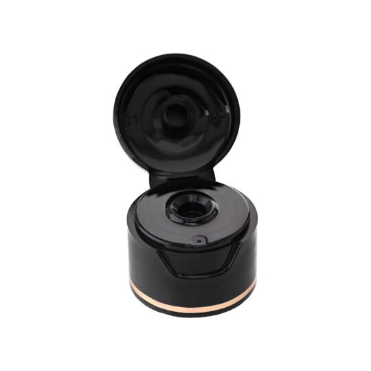 Flip Top Cap – 24/410 / Black / Hot Foil Banding / Rose Gold