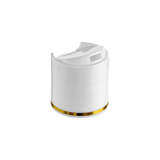 Disc Top Cap – 20/410 / Glossy / White / Hot Foil Banding / Gold