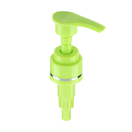 Lotion Pump – Screw Lock Down / 24/410 / Regular / Smooth / Glowfine Green / Hot Foil Banding / Silver / Custom Length