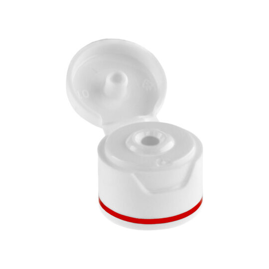 Flip Top Cap – 20/410 / White / Hot Foil Banding / Red
