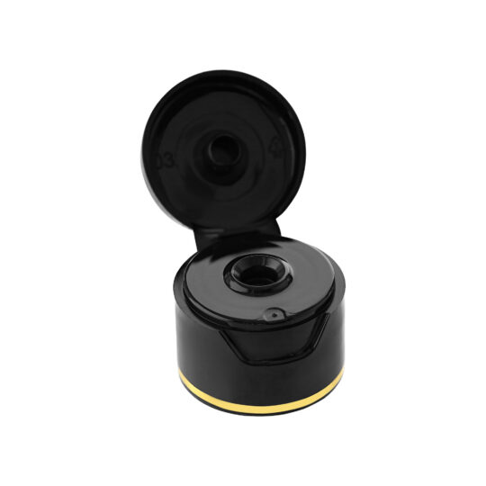 Flip Top Cap – 20/410 / Black / Hot Foil Banding / Gold