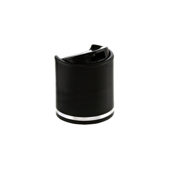 Disc Top Cap – 20/410 / Glossy / Black / Hot Foil Banding / Silver