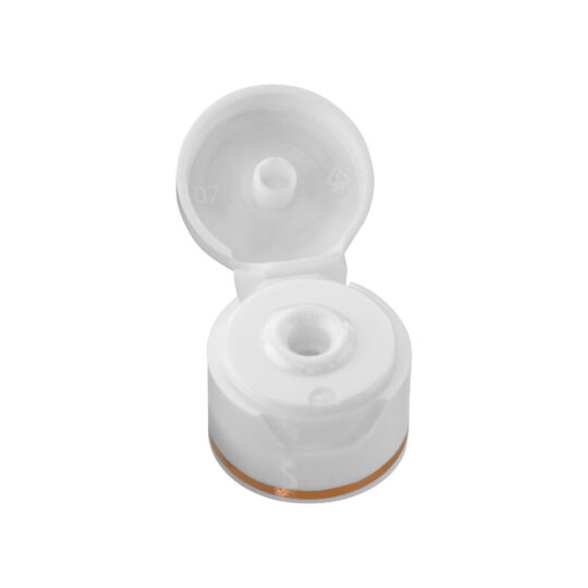 Flip Top Cap – 20/410 / White / Hot Foil Banding / Rose Gold
