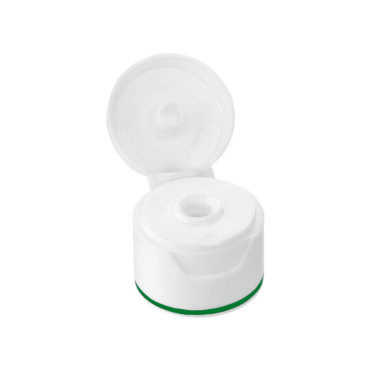 Flip Top Cap – 24/410 / White / Hot Foil Banding / Green