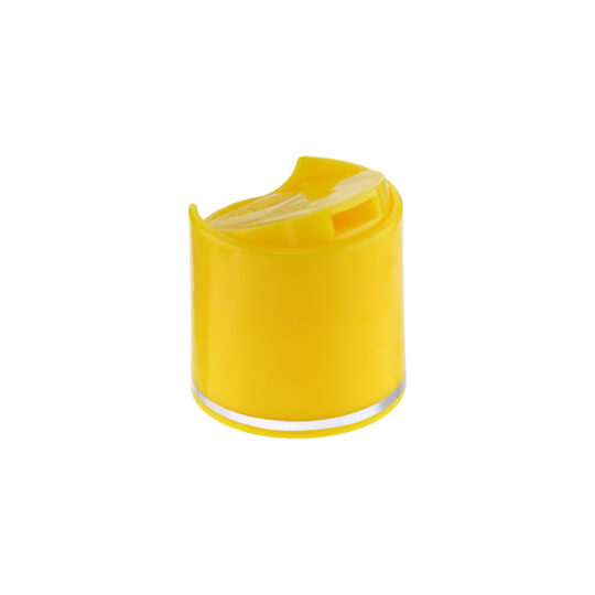 Disc Top Cap – 28/410 / Glossy / Yellow / Hot Foil Banding / Silver