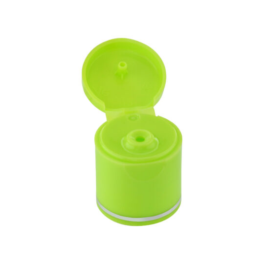 Flip Top Cap – 24/415 / Glowfine Green / 3mm / Hot Foil Banding / Silver