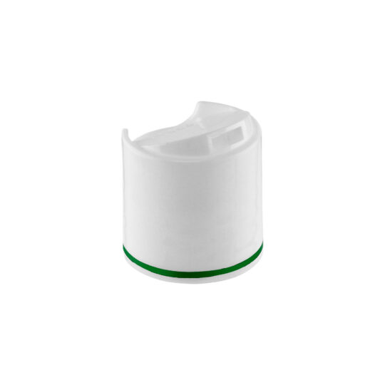 Disc Top Cap – 28/410 / Glossy / White / Hot Foil Banding / Green