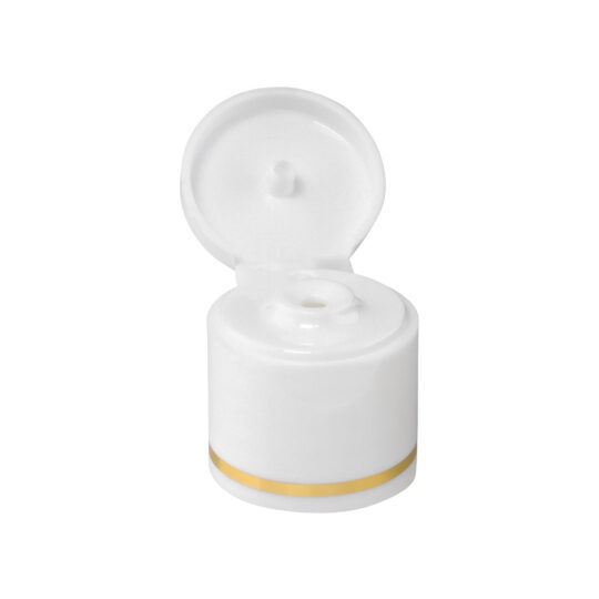 Flip Top Cap – 20/415 / White / Hot Foil Banding / Gold
