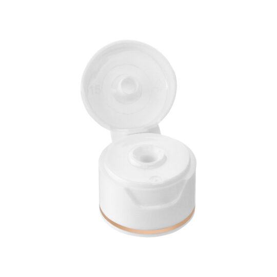 Flip Top Cap – 24/410 / White / Hot Foil Banding / Rose Gold