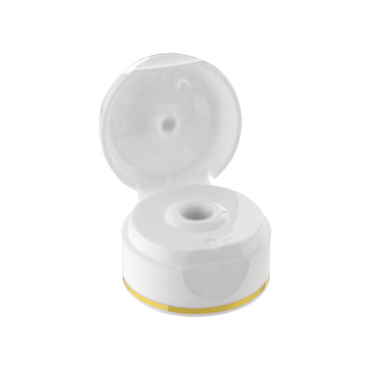 Tube Closures Snap on – 35mm / White / Hot Foil Banding / Gold