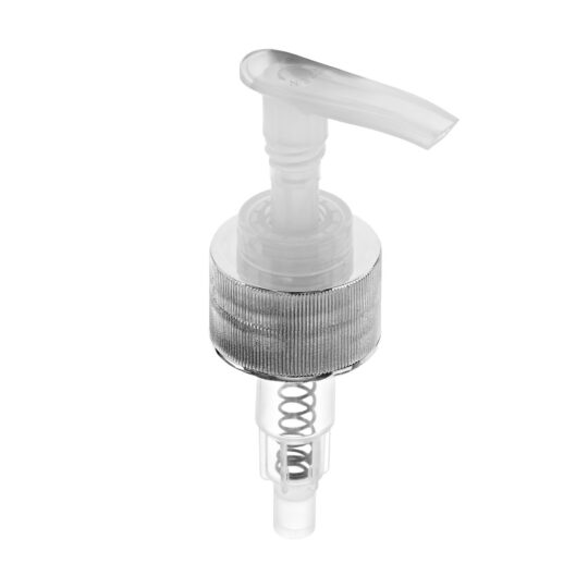 Lotion Pump – Screw Lock Down / 28/410 / Slim / Ribbed / UV Metalising / Silver / Natural / Custom Length