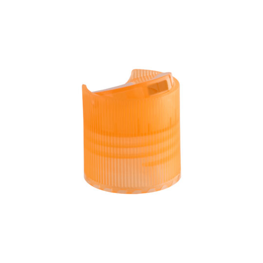 Disc Top Cap – 24/410 / Ribbed / Transparent Orange