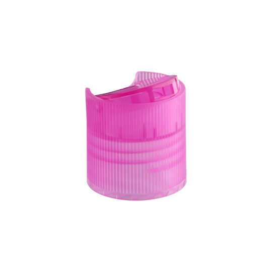 Disc Top Cap – 24/410 / Ribbed / Transparent Pink